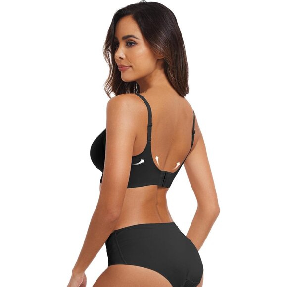 Women’s Wireless Push Up Bra Full Coverage Seamless T-shirt Support - Picture 3 of 8